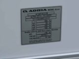 An Adria weightplate showing tyre size and pressure