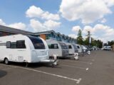 Adria caravans on a forecourt