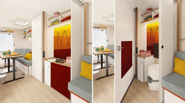 The optional multifunctional wall in the Beachy 420+