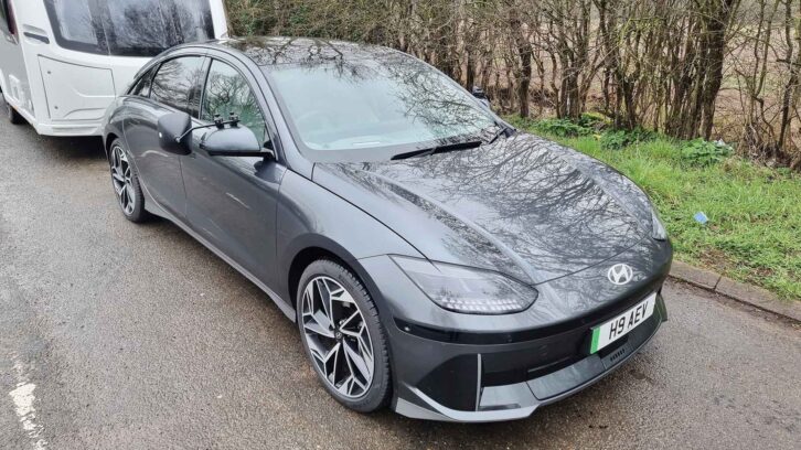 The Hyundai Ioniq 6 Ultimate AWD towing a caravan