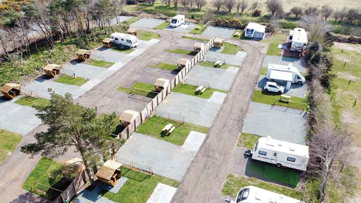 An aerial view of Pinecones Caravan and Camping