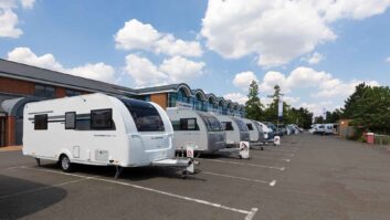 Adria caravans on a forecourt