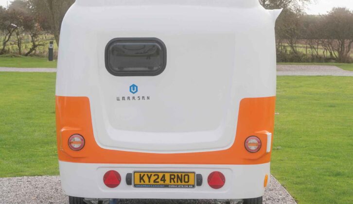 The van with corner steadies in place