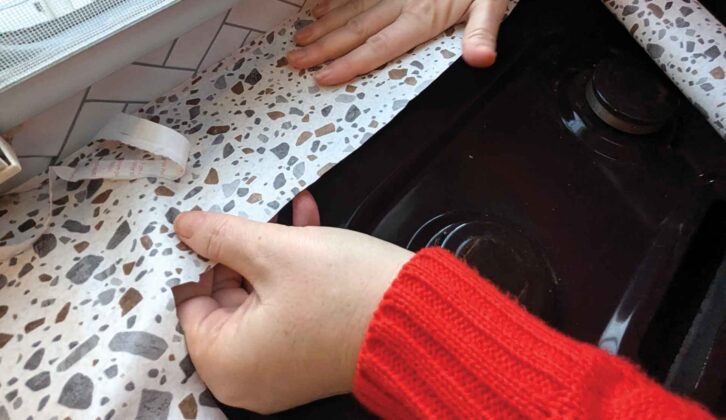Folding the vinyl edges