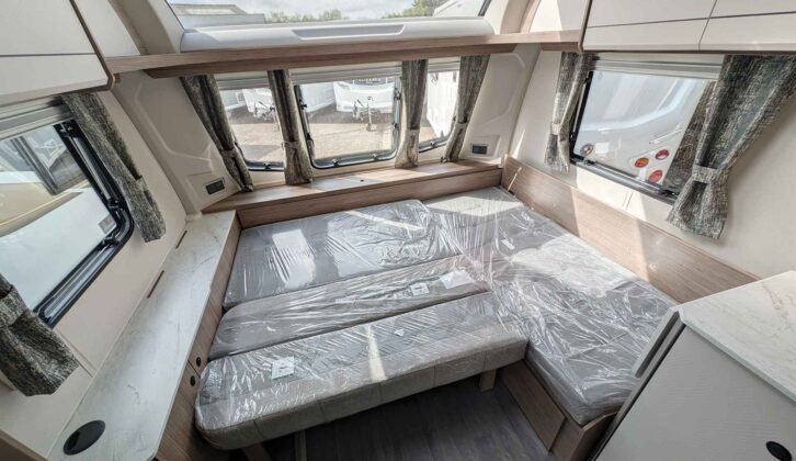 The large double bed made up