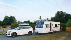 A car and caravan on a pitch