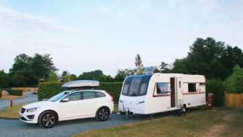 A car and caravan on a pitch