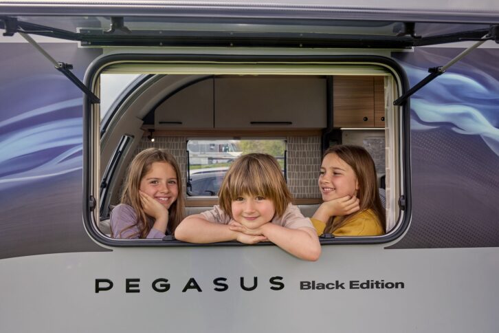 Children inside Bailey Pegasus Black Edition