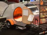 The Teardrop Caravan on the Adventure Leisure Vehicles stand at the 2018 Caravan and Motorhome Show in Manchester