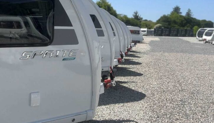 Sprite caravans on a forecourt
