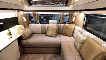 The L-shaped lounge in the Bessacarr 850 Anniversary Edition