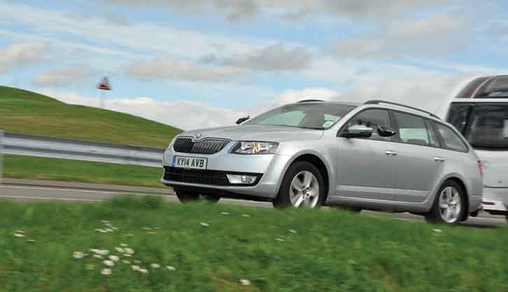 A Škoda Octavia Estate towing a caravan