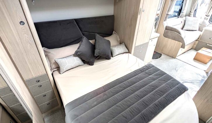 The island bed in the rear bedroom