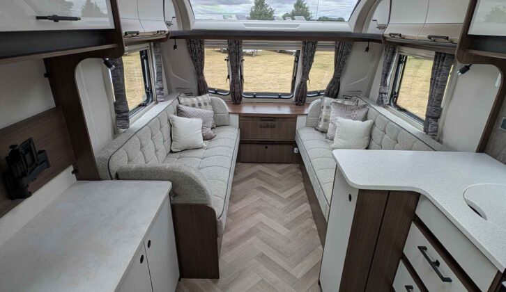 The lounge in the Coachman Laser 480 Xtra