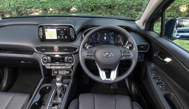 The cabin of the Hyundai Santa Fe