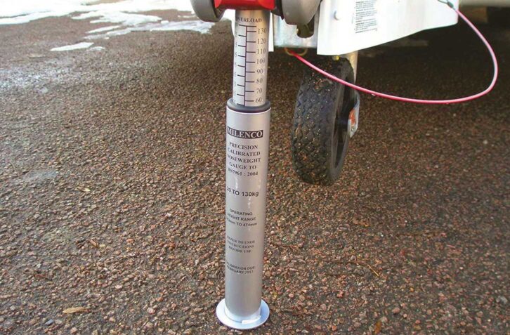 A Milenco Precision Calibrated Noseweight Gauge in use
