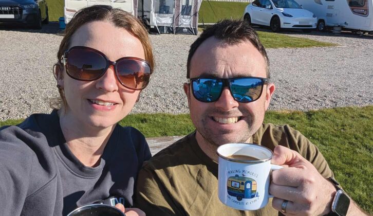 Tom and Sasha enjoying a cuppa