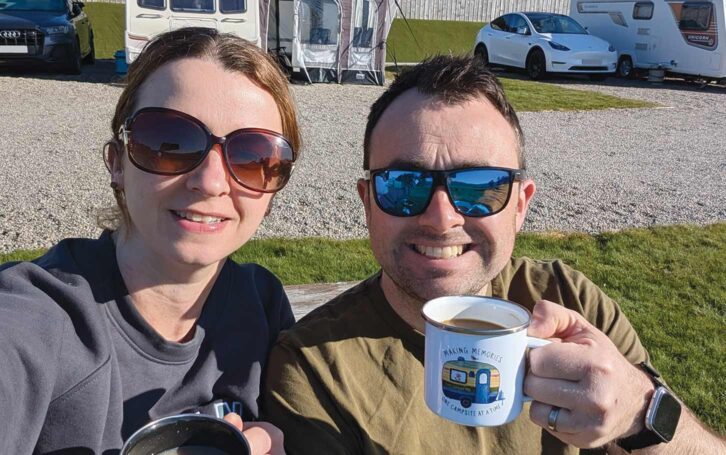 Tom and Sasha enjoying a cuppa