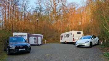 The diesel and electric tow cars with the Bailey caravans