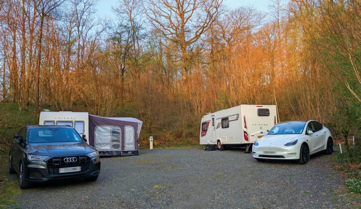 The diesel and electric tow cars with the Bailey caravans
