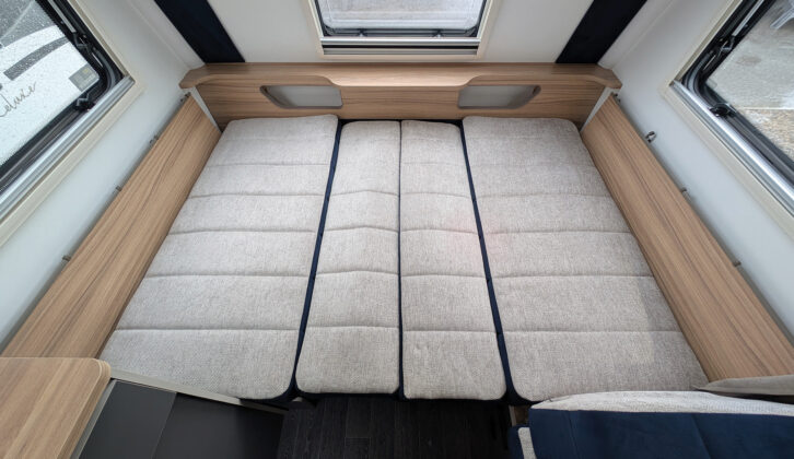 The double bed in the lounge