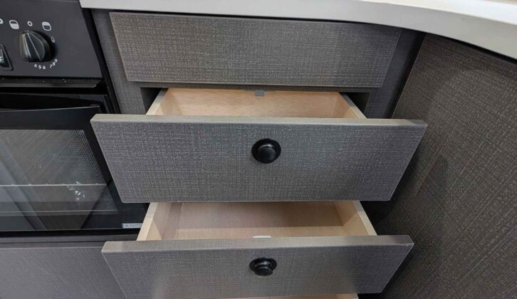 The drawers in the kitchen