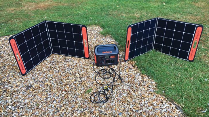 A Jackery power station and solar panels