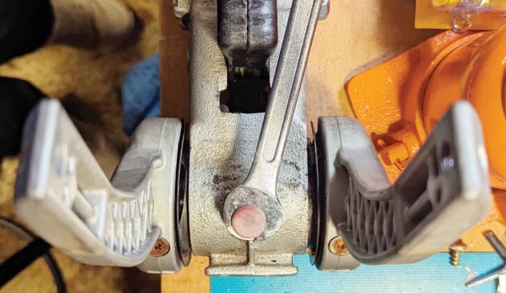 Using a 14mm spanner