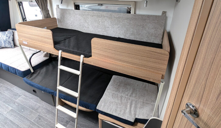The bunk beds in the side dinette