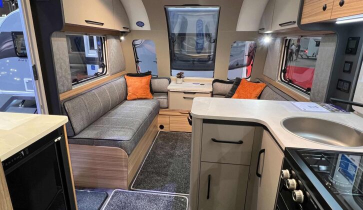 The lounge in the Bailey Pegasus Black Edition Portifino