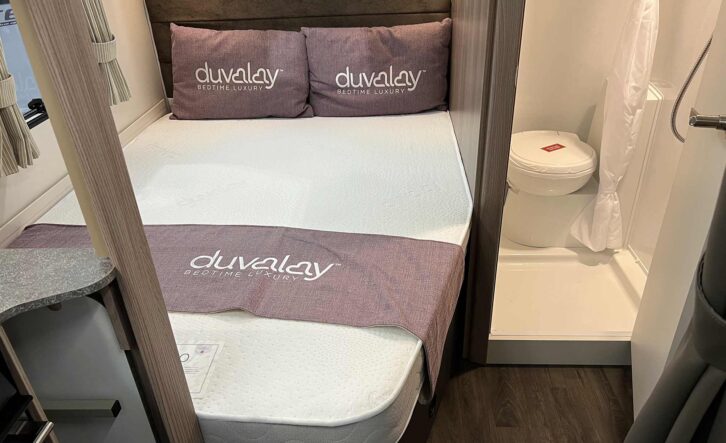 The rear corner bed in the Sprite Alpine 4