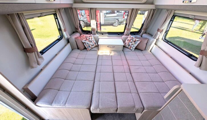 The double bed in the lounge