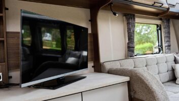 The Sylvox Limo Series 32-inch RV TV in a caravan