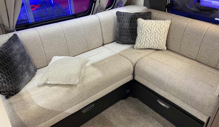 The L-shaped lounge in the Conqueror Grande 560L