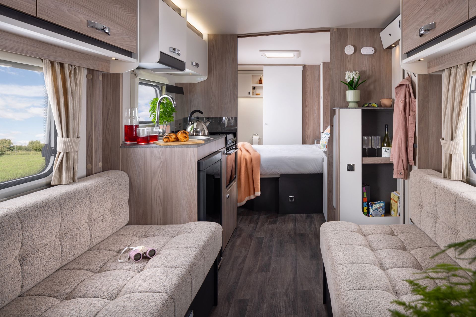 The interior of a Swift Sprite Major 4SB caravan