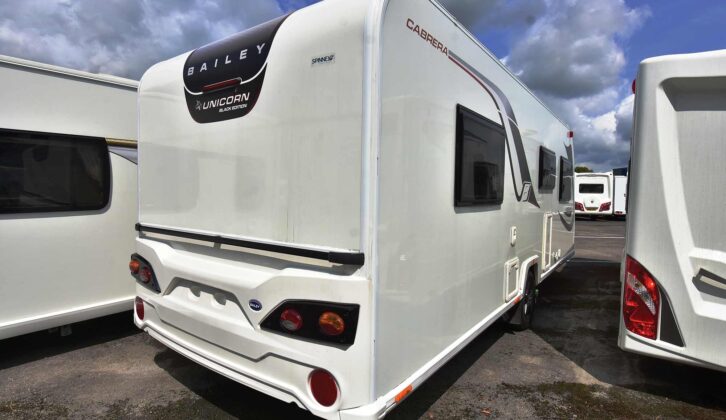 The rear wall of the caravan