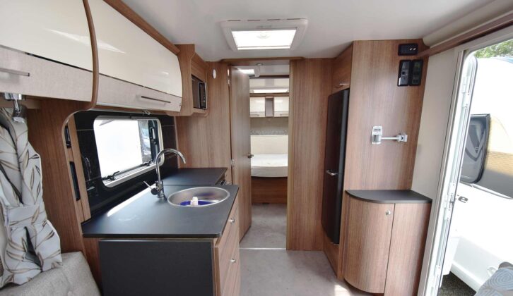 Looking down the van through the kitchen to the rear bedroom