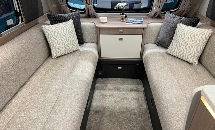 The lounge in the Swift Conqueror 480