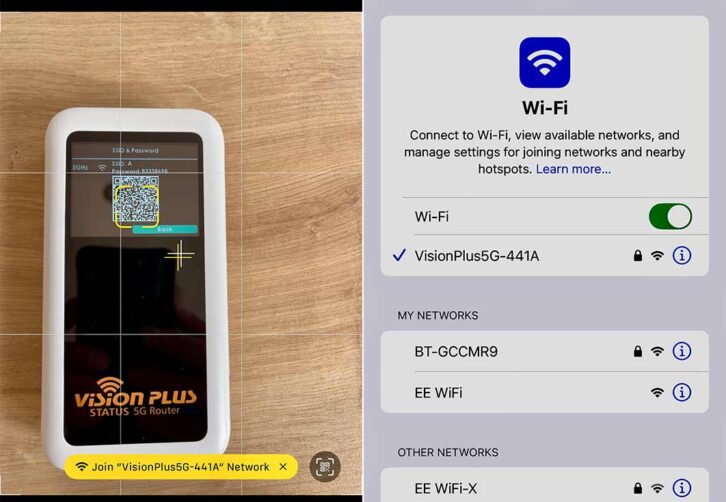 Scan the QR code with your phone and connect to Wi-Fi