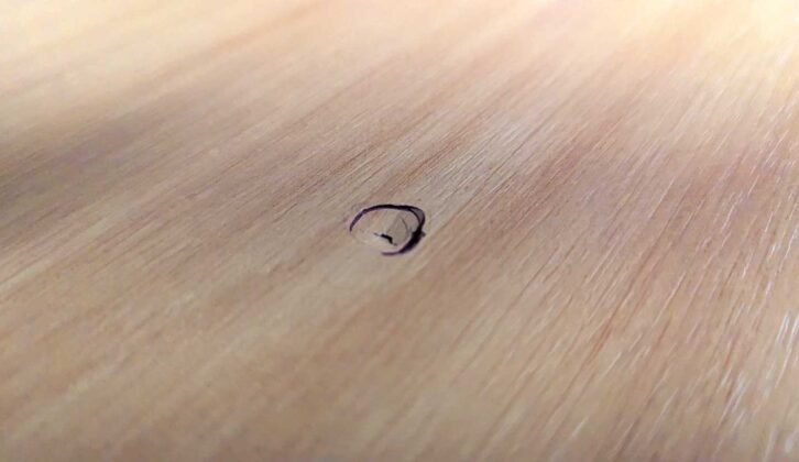 The dent in the drawer