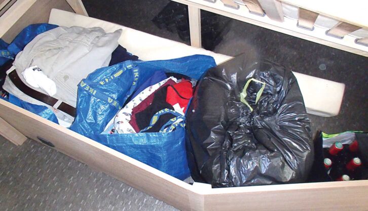 Storage beneath a bed