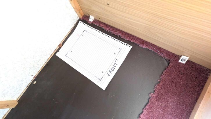 Using the template to work out where to put the safe