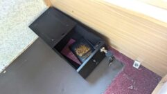 The safe with items in it