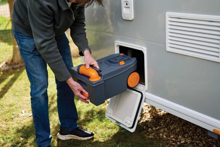 Accessing the cassette toilet