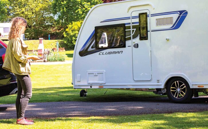 Manoeuvring a caravan on site