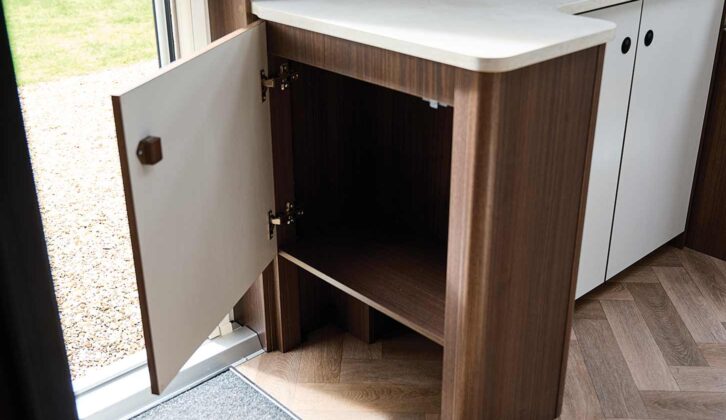 The boot locker to the inside of the door