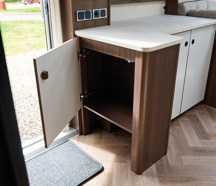 The boot locker to the inside of the door