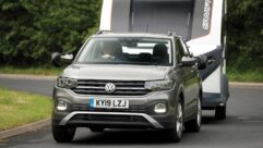 A T-Cross towing a caravan