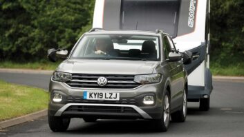 A T-Cross towing a caravan