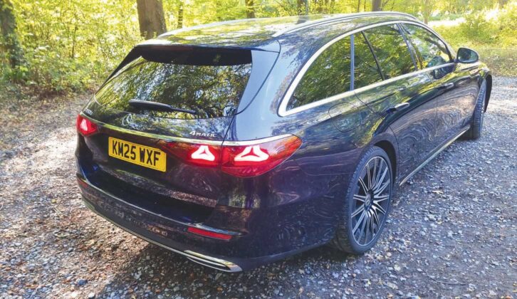 The Mercedes E 450 d from the rear